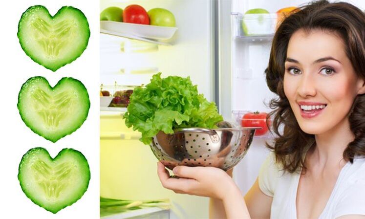 Girl with products from which a cosmetic product for facial skin rejuvenation is made
